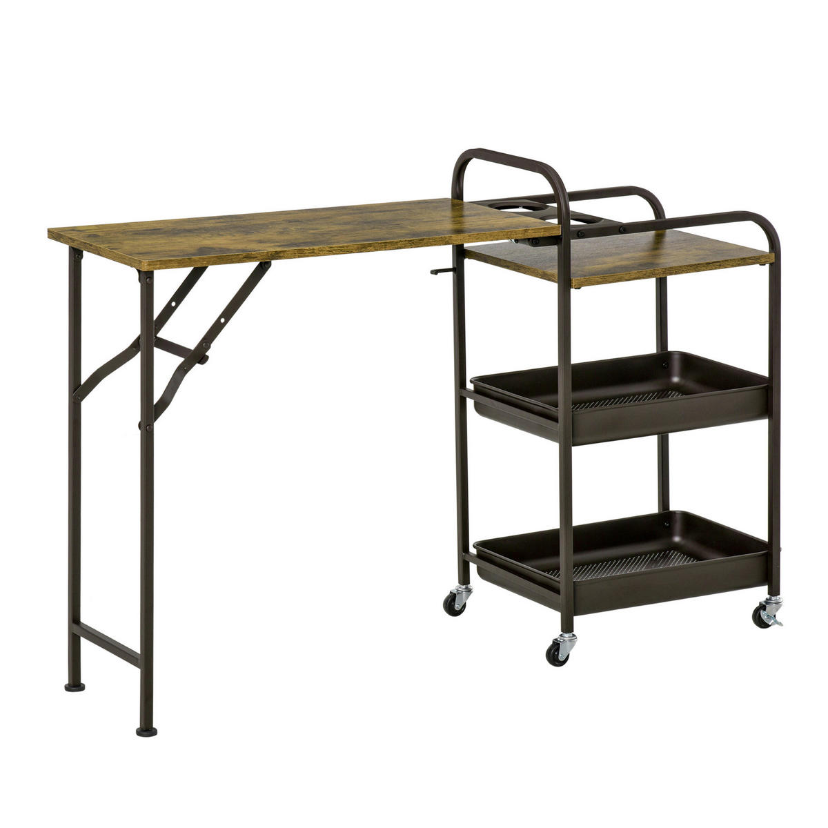 HOMCOM Küchenwagen braun Polypropylen B/H/L: ca. 36,5x118x82 cm Küchenwagen - braun (82,00/36,50/118,00cm) - HOMCOM