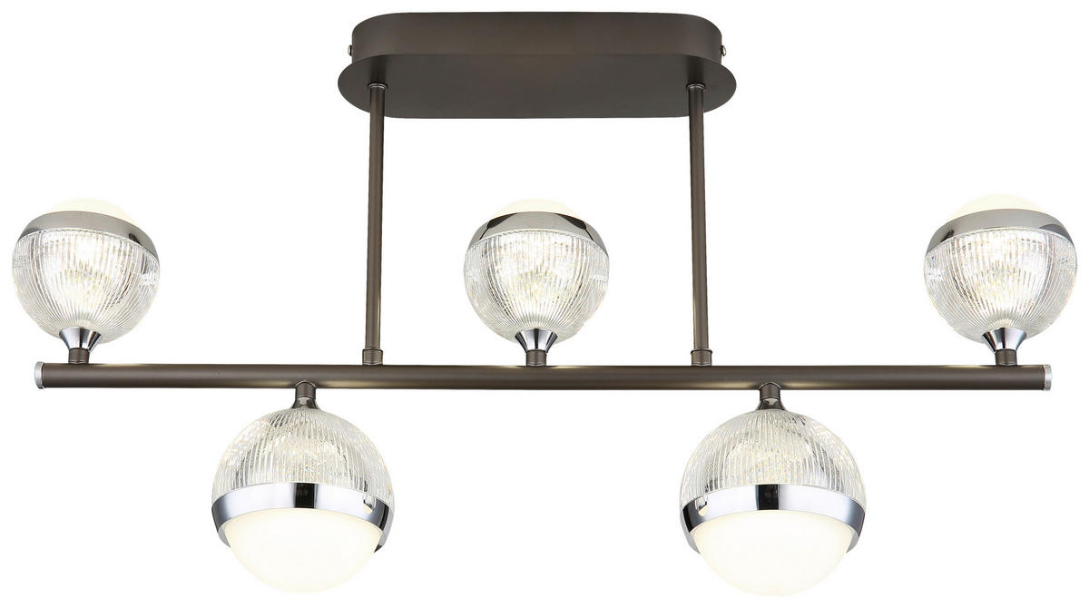 GLOBO LED-Deckenleuchte Chrom titanfarbig transparent Acryl Aluminium Metall B/H/T: ca. 11x37x65 cm UNTSY - titanfarbig/Chrom (11,00/37,00/65,00cm) - GLOBO