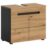 Waschbeckenunterschrank Canu Basalt Eiche Artisan Nachbildung B/H/T: ca. 63x55x34 cm Canu - Eiche/Basalt (63,00/55,00/34,00cm) - xonox.home