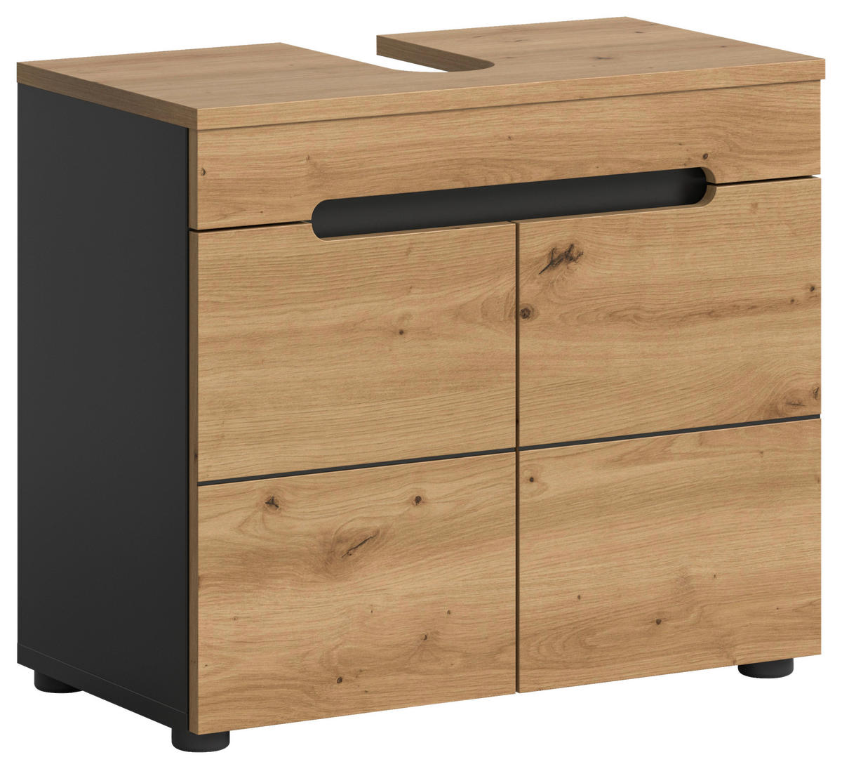 Waschbeckenunterschrank Canu Basalt Eiche Artisan Nachbildung B/H/T: ca. 63x55x34 cm Canu - Eiche/Basalt (63,00/55,00/34,00cm) - xonox.home