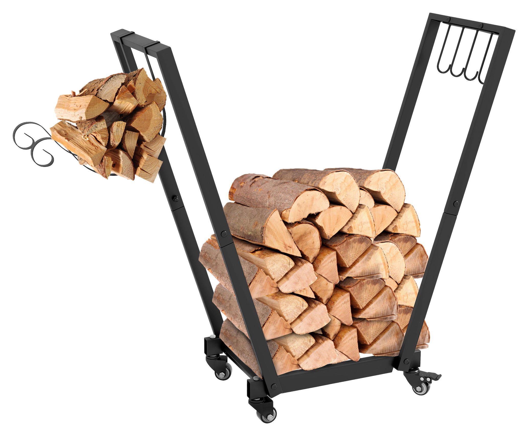 Outsunny Kaminholzständer schwarz B/H/L: ca. 30x81x79 cm Kaminholzständer - schwarz (79,00/30,00/81,00cm) - Outsunny