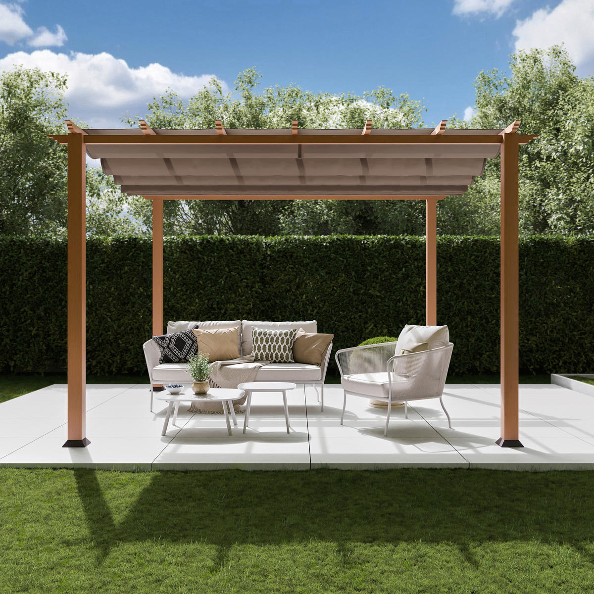 Paragon Outdoor Pavillon Florida hellbraun Metall B/H/L: ca. 350x235x350 cm Florida - hellbraun (350,00/350,00/235,00cm) - Paragon Outdoor