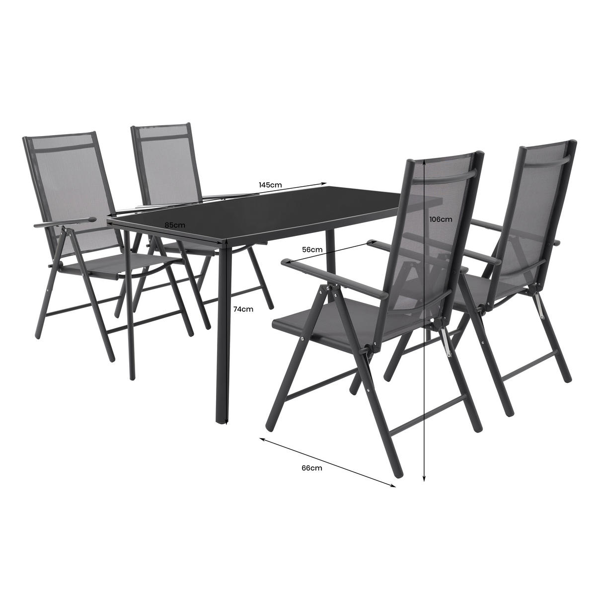 POCOline Gartensitzgruppe Patioset_5tlg. - schwarz/anthrazit - POCOline