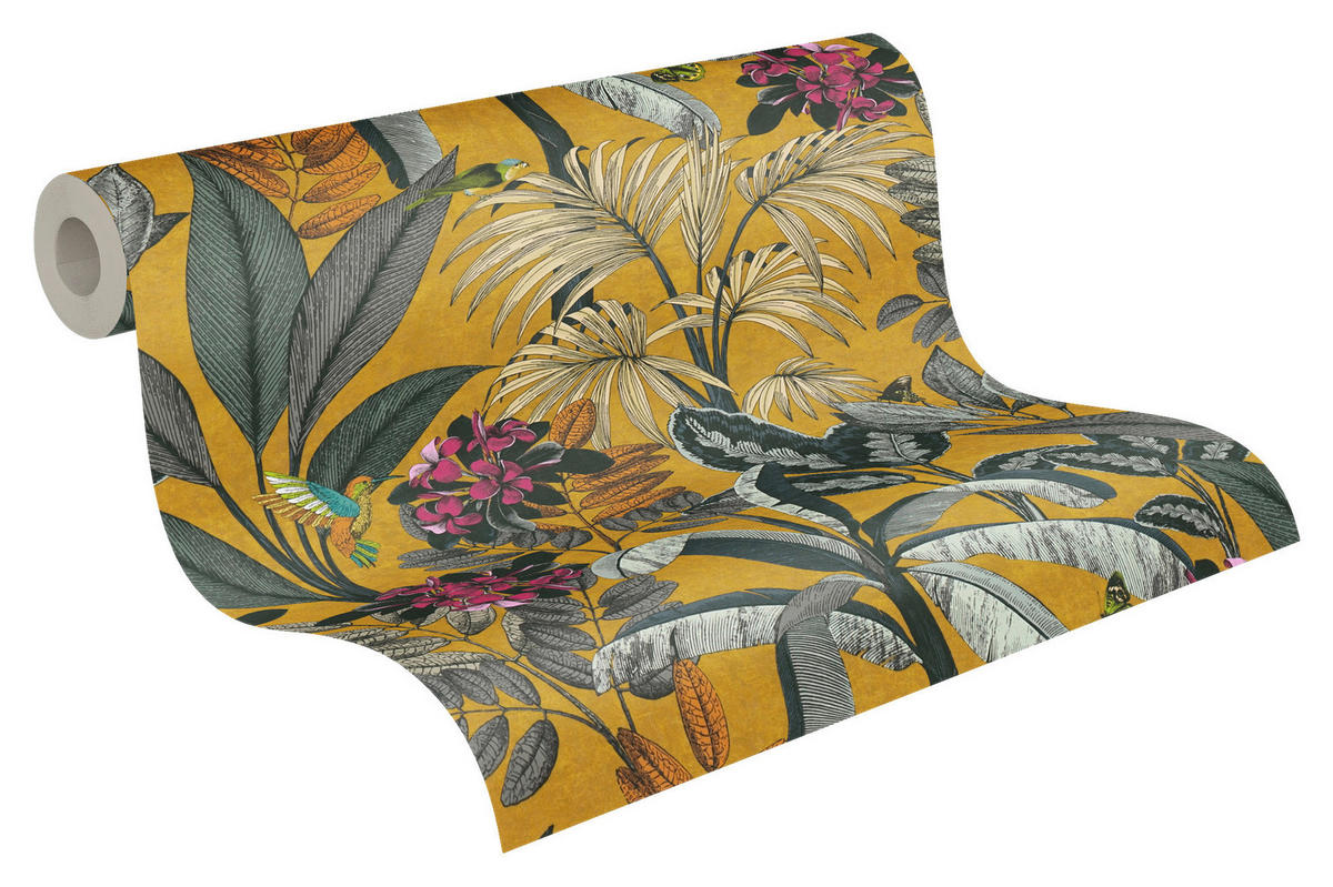 A.S.Création Vliestapete grau grün gelb B/H/D: ca. 53x1005x8 cm Vliestapete - gelb/grün (8,00/1005,00cm) - A.S.Creation