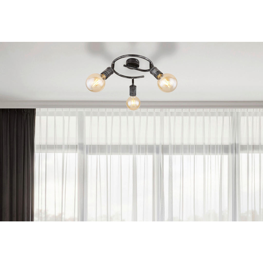 Thumbnail - GLOBO Spot nickel matt Metall H/D: ca. 11x25 cm E27 3 Brennstellen