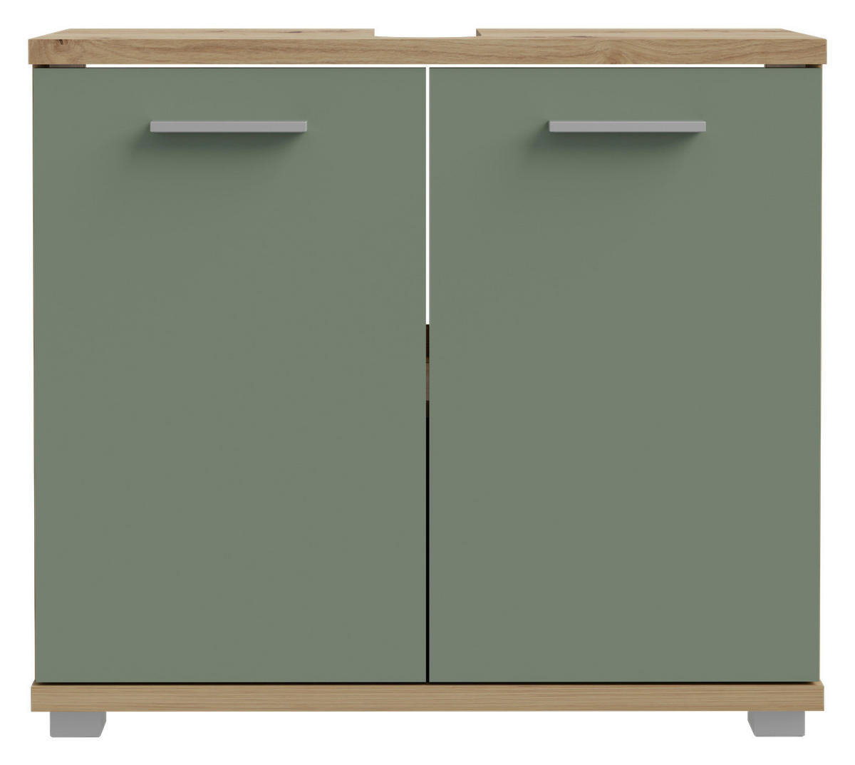 Waschbeckenunterschrank  Eiche Artisan Nachbildung salbei B/H/T: ca. 70x62x29 cm Champ_Waschbeckenunterschrank - Eiche/salbei (70,00/62,00/29,00cm)