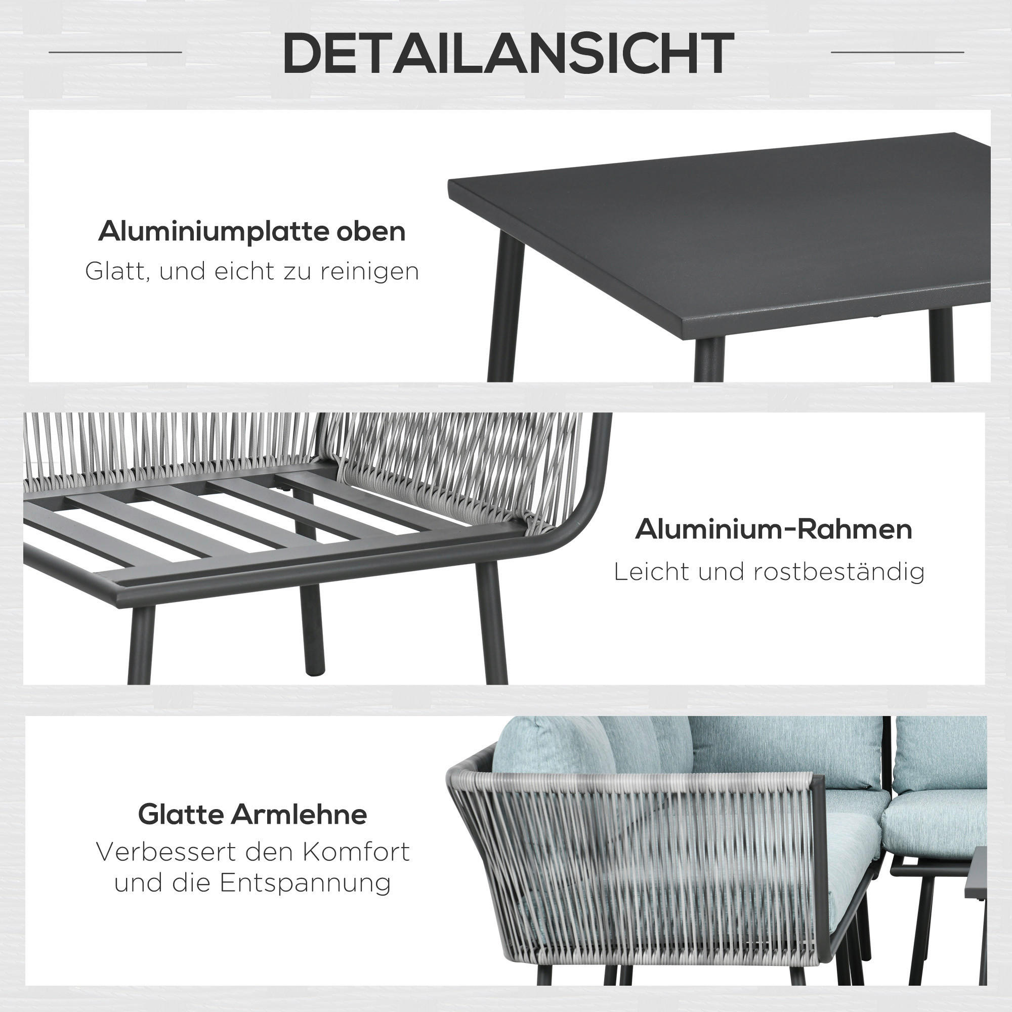 Outsunny Sitzgruppe blau Aluminium B/H/L...