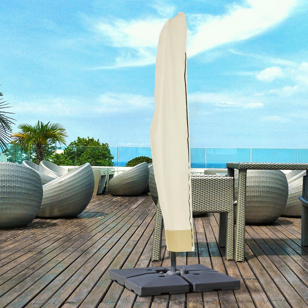 Outsunny Schutzhülle beige Kunststoff H/D: ca. 220x56 cm Schutzhülle - beige/kaffee (56,00/220,00cm) - Outsunny