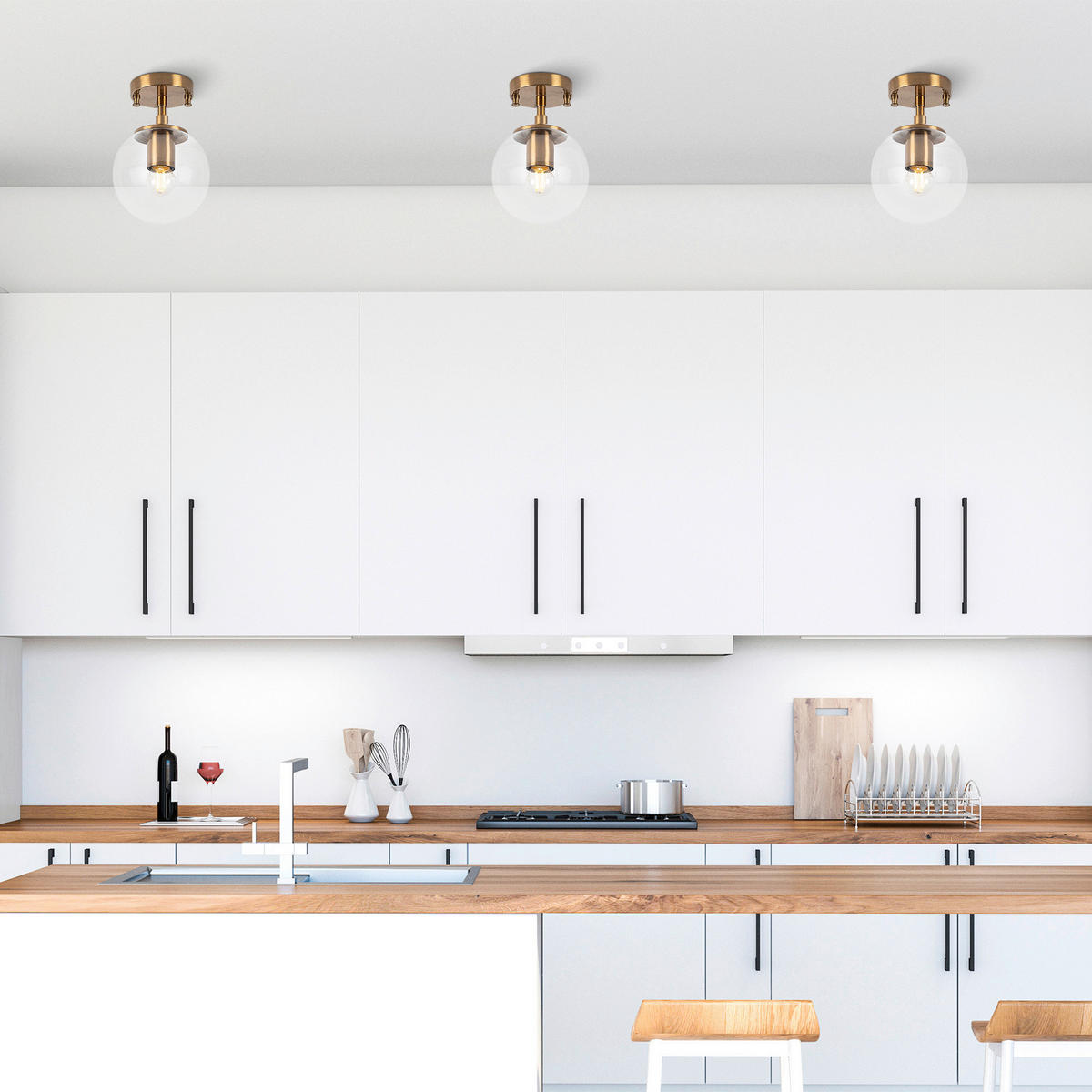 Opviq Deckenleuchte Atmaca bronze Glas Metall B/H/T/L/D: ca. 15x23x15x15x15 cm E14 1 Brennstellen Atmaca - bronze (15,00/15,00/23,00cm) - Opviq