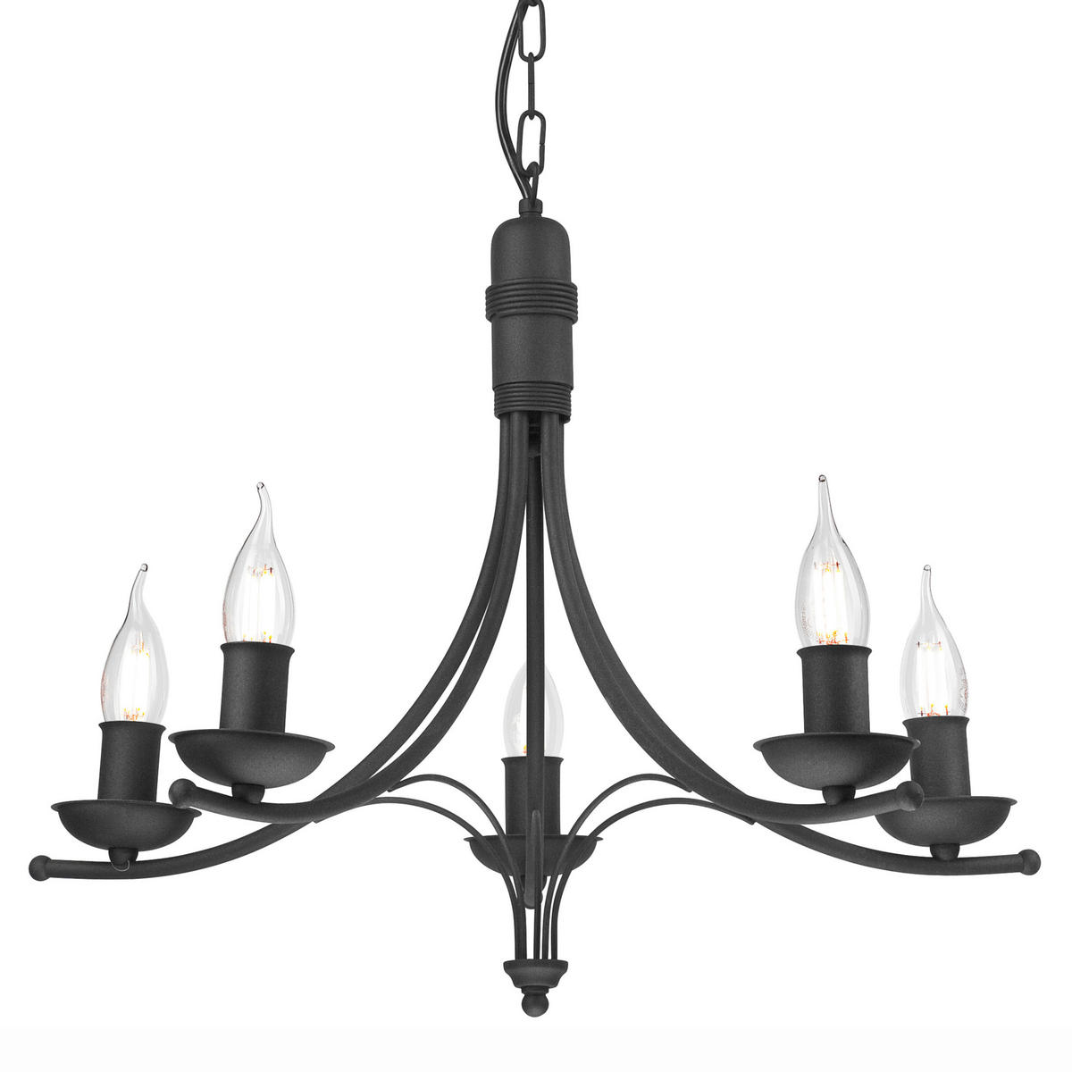 Lamkur Pendelleuchte LUCY 44101 schwarz Stahl H/L: ca. 100x58 cm E14 5 Brennstellen Lucy - schwarz (58,00cm) - Lamkur
