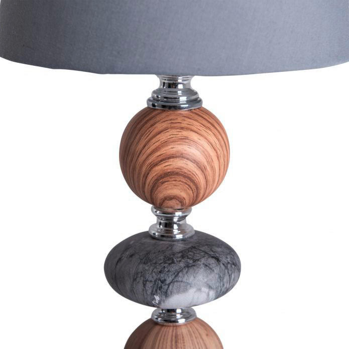 Näve Leuchten Keramik Tischleuchte NV3183516 grau Keramik Stoff H/D: ca. 36x20 cm E14 1 Brennstellen Araga - grau (20,00/36,00cm) - Näve Leuchten