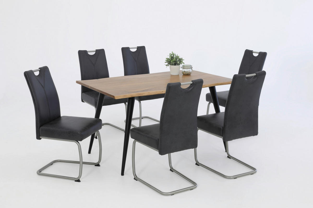 Schwingstuhl Sophia 4er Set anthrazit Vintage Microfaser B/H/T: ca. 43x99x58 cm Sophia 4er Set - anthrazit/Edelstahl (43,00/99,00/58,00cm) - Hela