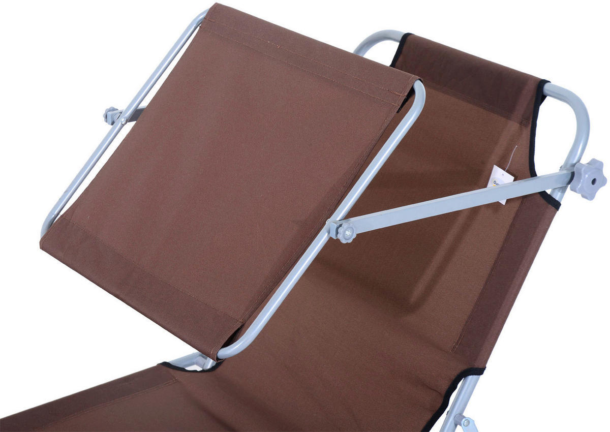 Outsunny Sonnenliege braun Metall B/H/L: ca. 58x27x187 cm Sonnenliege_mit_Sonnenschutz - braun (187,00/58,00/27,00cm) - Outsunny
