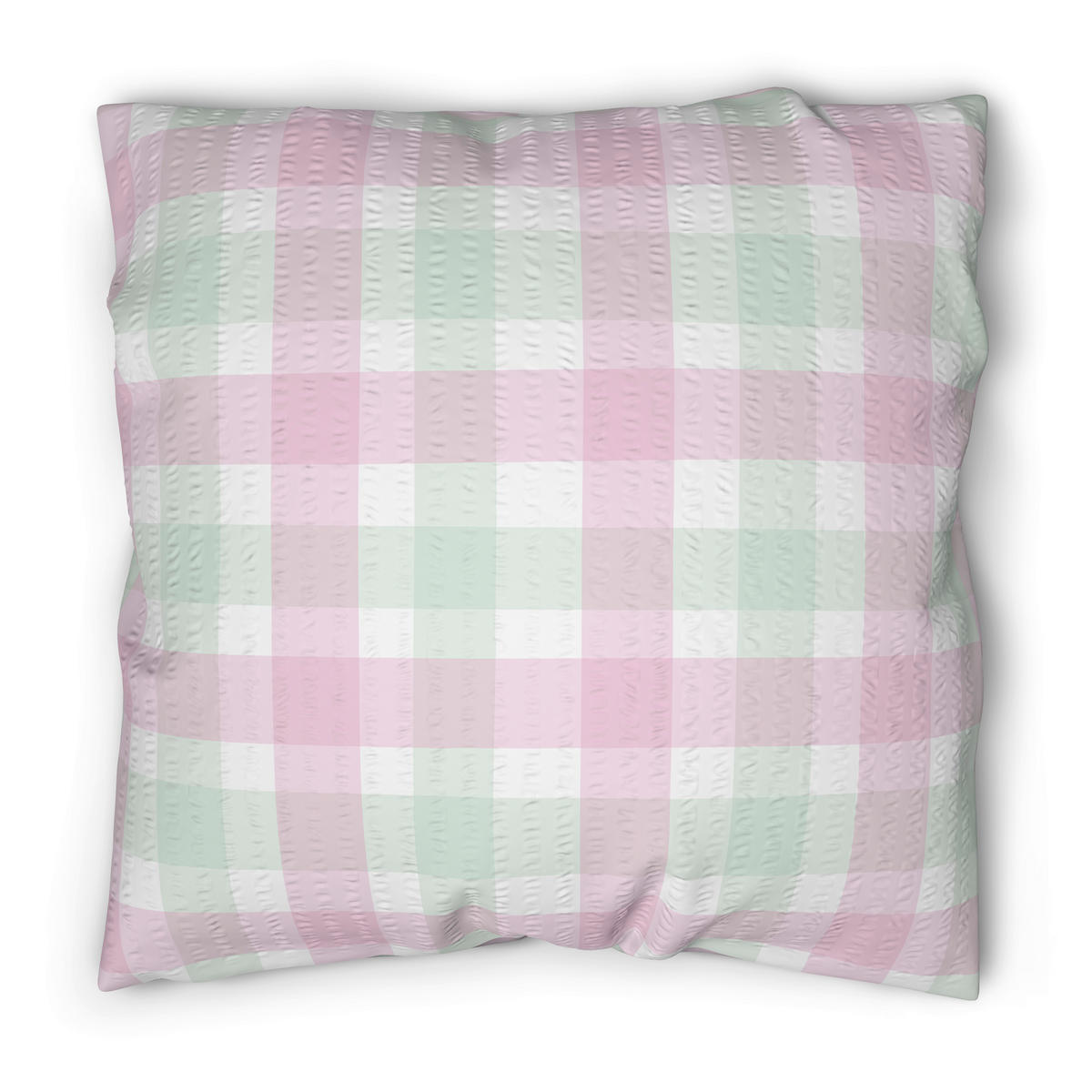 Seersucker Bettwäsche Bettwäsche_Micro-Seersucker Karo - mint/rosa (135,00/200,00cm)