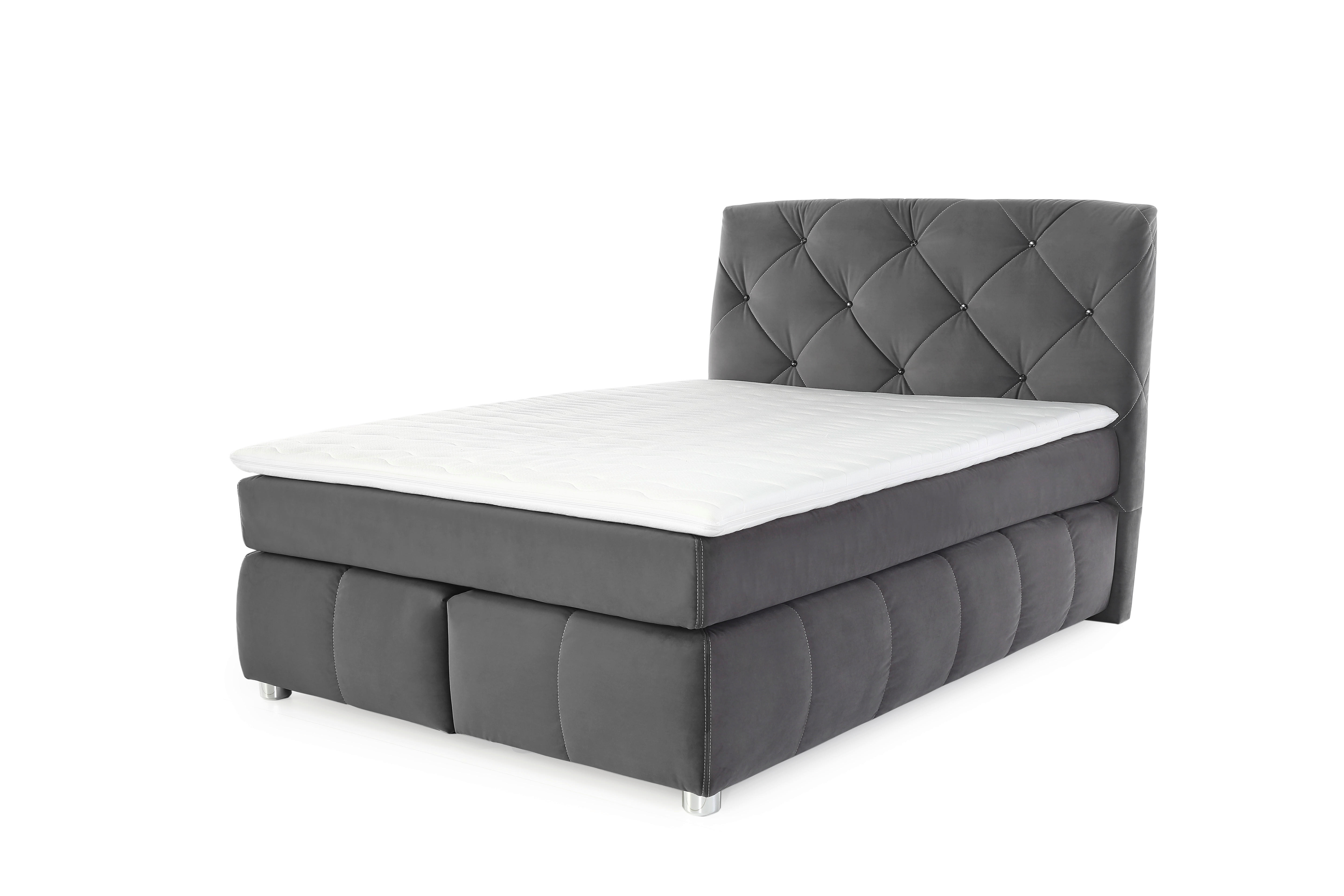 Boxspringbett  grau Liegefläche B/L: ca. 140x200 cm Bella_Boxspringbett 372/09 - grau (150,00/122,00/226,00cm)
