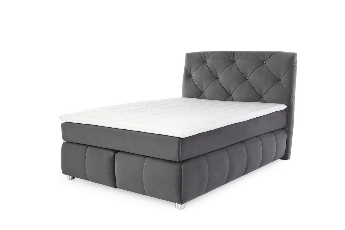 Boxspringbett  grau Liegefläche B/L: ca. 140x200 cm Bella_Boxspringbett 372/09 - grau (150,00/122,00/226,00cm)