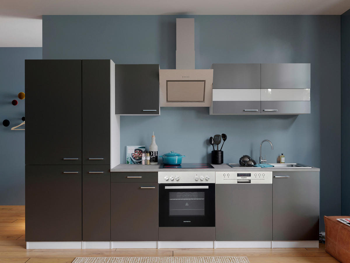 Respekta Küchenblock KB310WGCGKE178G grau B/H/T: ca. 310x200x60 cm KB310WGCGKE178G - Beton/weiß (310,00/200,00/60,00cm) - Respekta