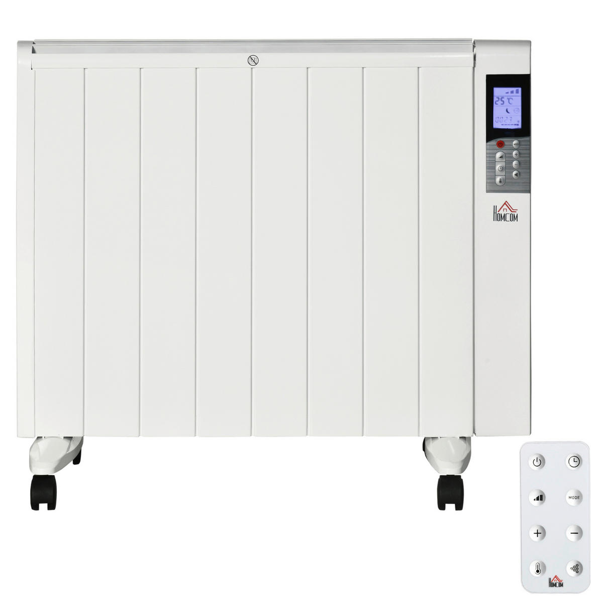 HOMCOM Heizlüfter 820-336V90WT weiß Polypropylen Edelstahl Aluminium B/H/L: ca. 7,5x75x58,5 cm ca. 2000 W Elektrische_Heizung - weiß (58,50/7,50/75,00cm) - HOMCOM