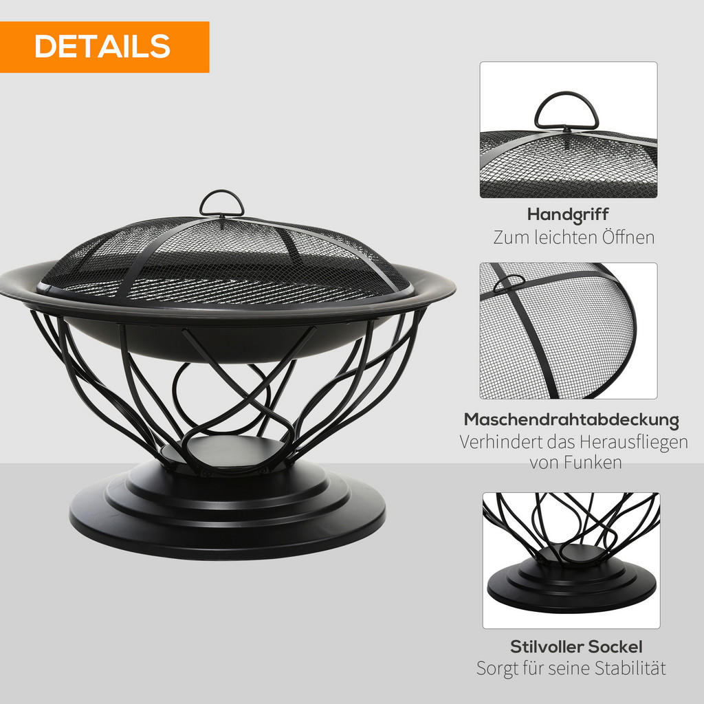 Outsunny Feuerschale schwarz Metall B/H/... Outsunny Feuerschale schwarz Metall B/H/...