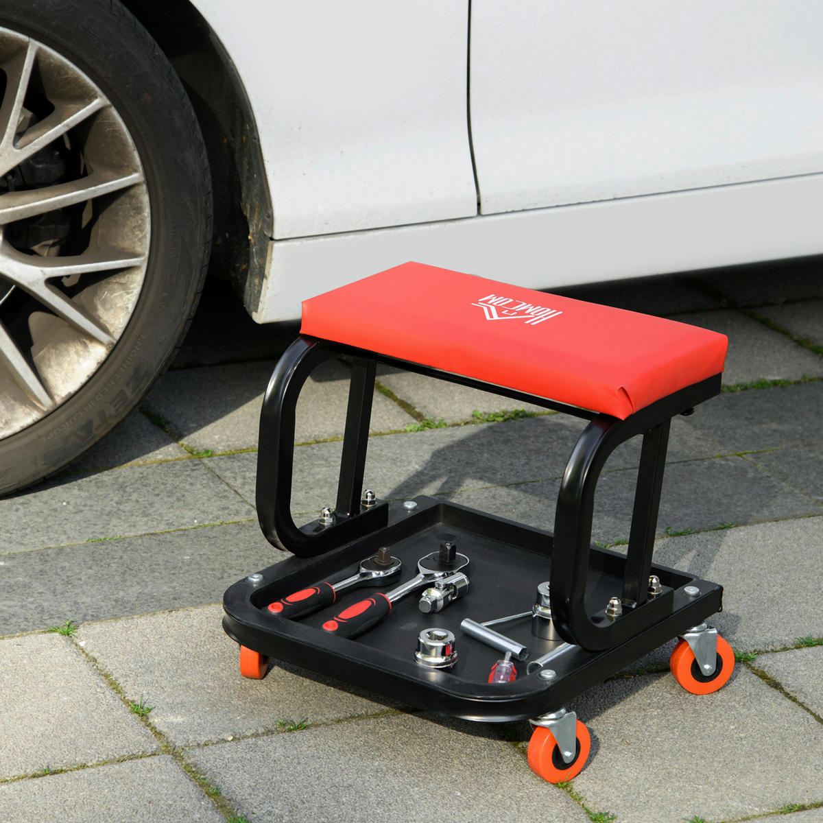 Werkstatthocker rot B/H/L: ca. 35x37x38 cm Werkstatthocker - rot (38,00/35,00/37,00cm) - HOMCOM