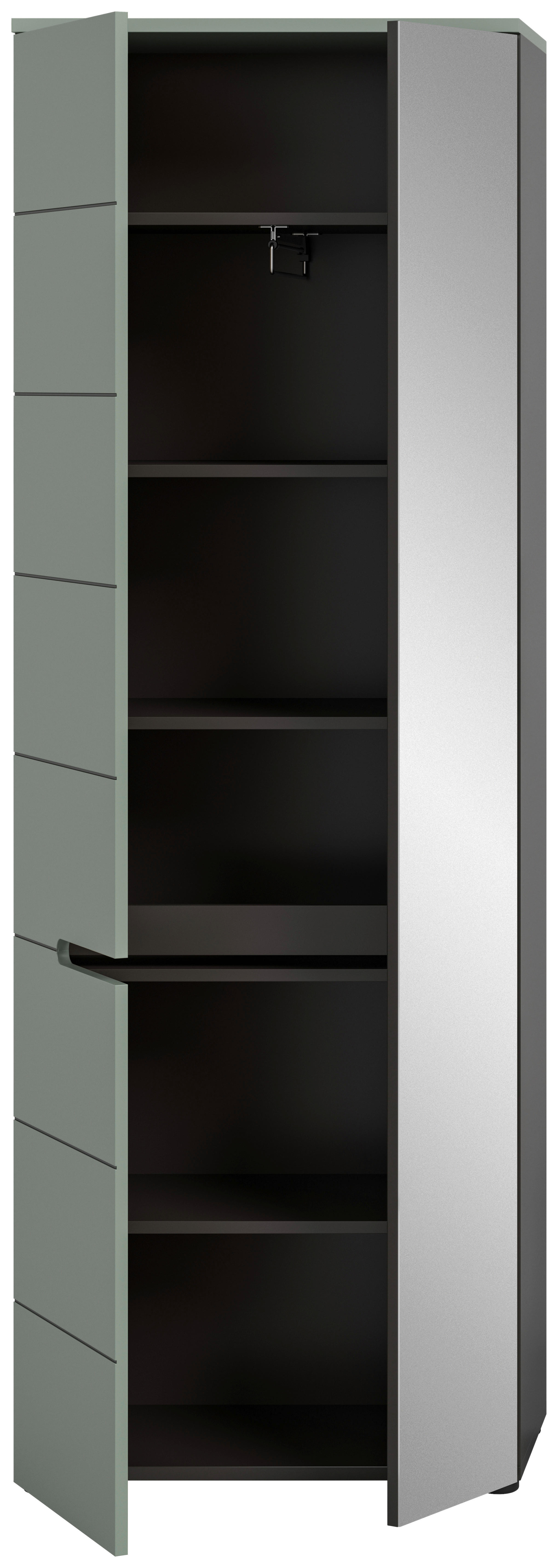 Garderobenschrank Canu grün basaltgrau Nachbildung B/H/T: ca. 190x65x37 cm Canu - basaltgrau/grün (190,00/65,00/37,00cm) - xonox.home