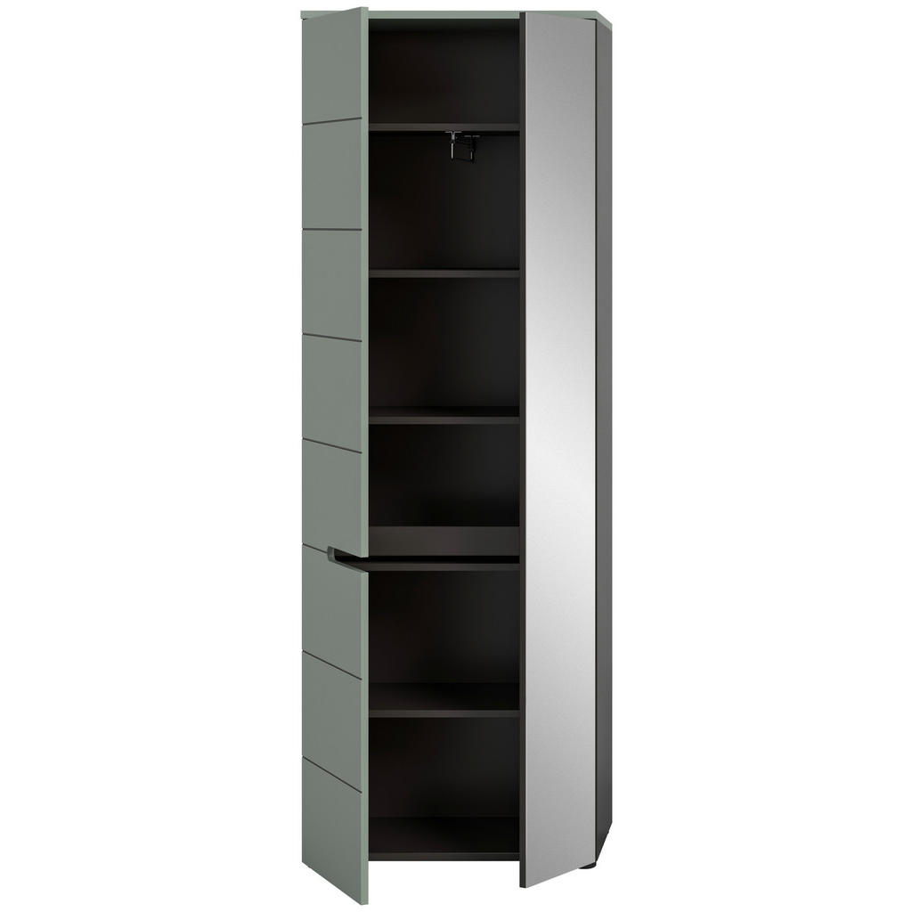 Thumbnail - Garderobenschrank Canu grün basaltgrau Nachbildung B/H/T: ca. 190x65x37 cm