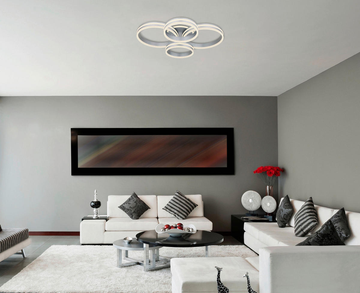 Deckenleuchte grau Acryl Metall B/H/L: ca. 68x14x85 cm Rubio - grau (85,00/68,00/14,00cm)