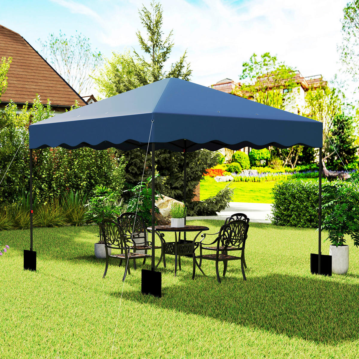 Outsunny Pavillon blau Metall B/H/L: ca. 297x287x297 cm Pavillon - blau (297,00/297,00/287,00cm) - Outsunny