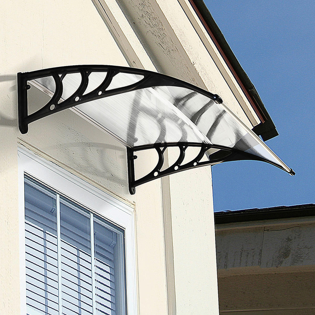 Outsunny Haustürvordach transparent B/H/L: ca. 80x23x120 cm ca. 2,5 kg Haustürvordach MHB70-011V02WT - transparent (120,00/80,00/23,00cm) - Outsunny