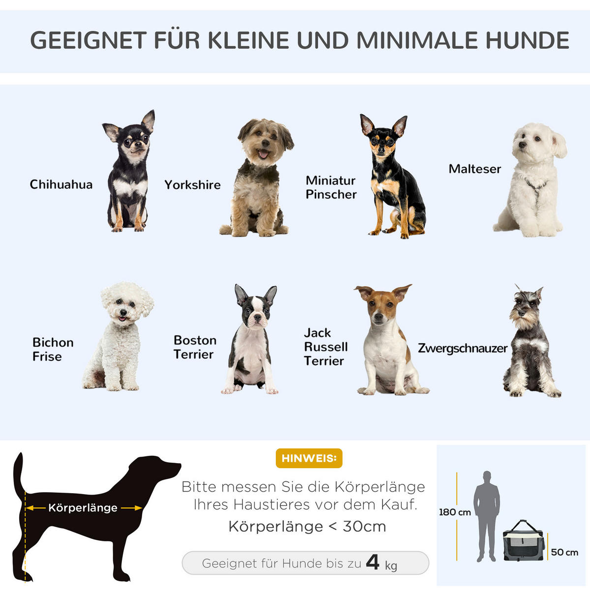 PawHut Tragetasche für Haustiere grau Polyester B/H/L: ca. 51x50x70 cm Tragetasche für Haustiere - schwarz/grau (70,00/51,00/50,00cm) - PawHut