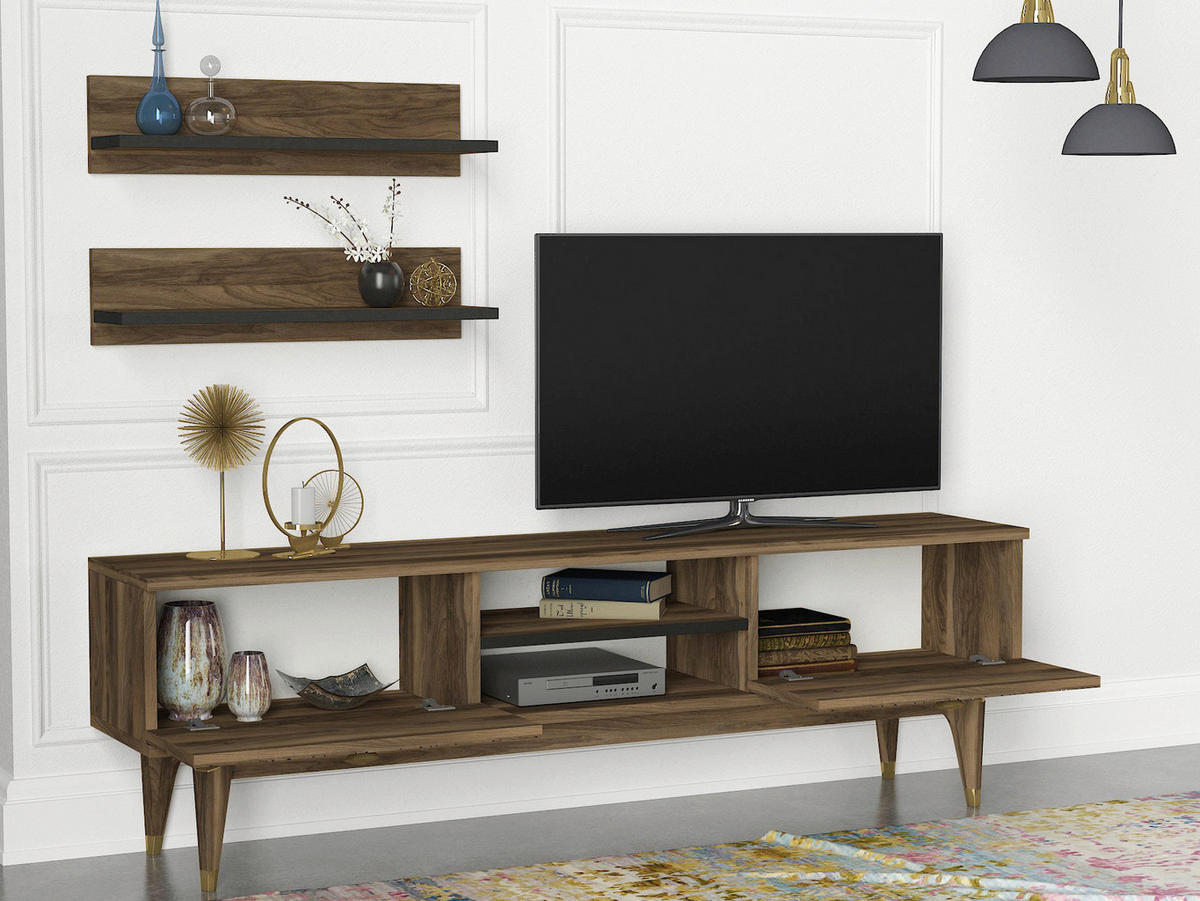 Wohnwand Royal walnuss Nachbildung B/H/T: ca. 150x45,5x30 cm Royal - walnuss (150,00/45,50/30,00cm) - moebel17