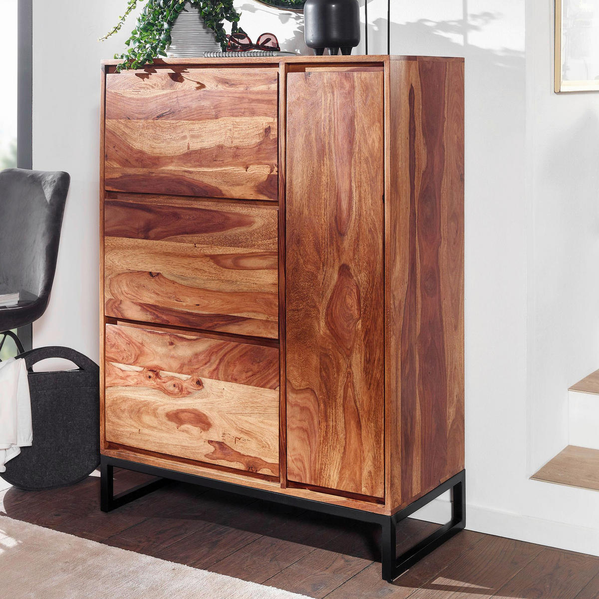 Schuhschrank rosenholz Nachbildung B/H/T: ca. 40x120x88 cm Schuhschrank - rosenholz (40,00/120,00/88,00cm) - Wohnling