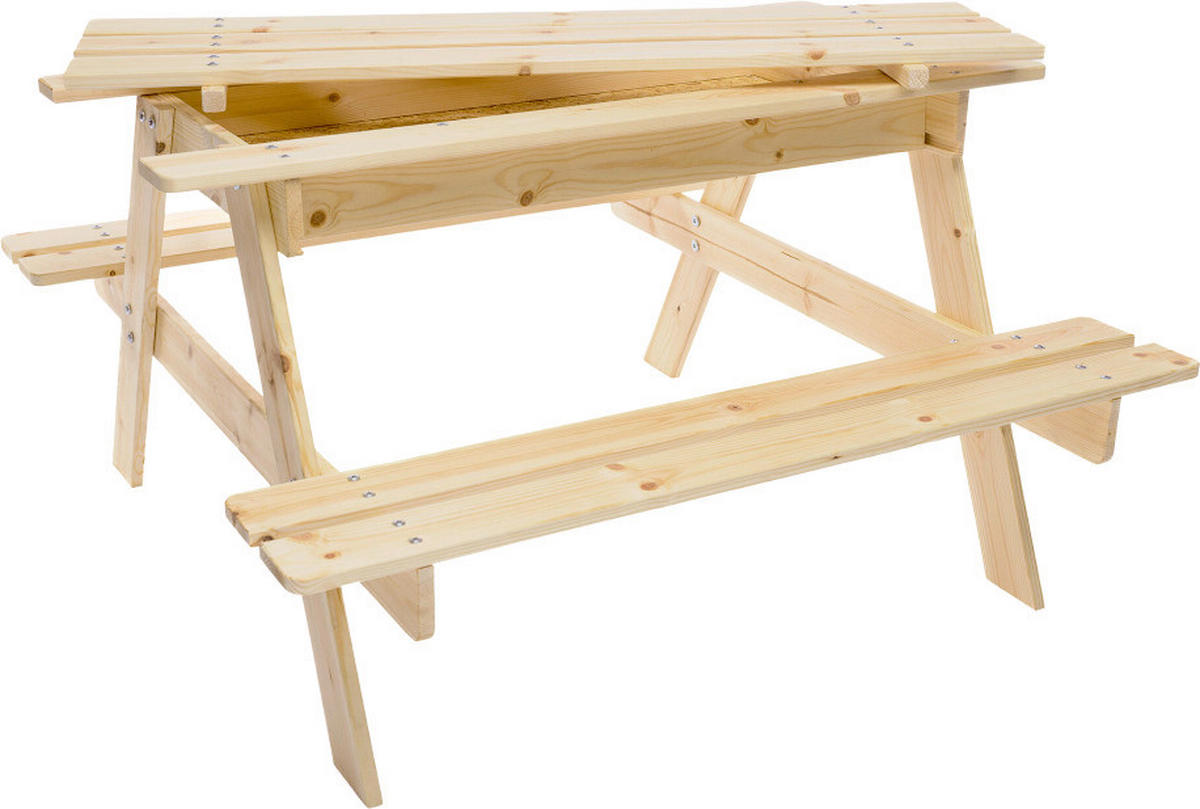 Timbela Kindersitzgarnitur M010 natur Holz B/H/L: ca. 90x50x90 cm M010 - natur (90,00/90,00/50,00cm) - Timbela