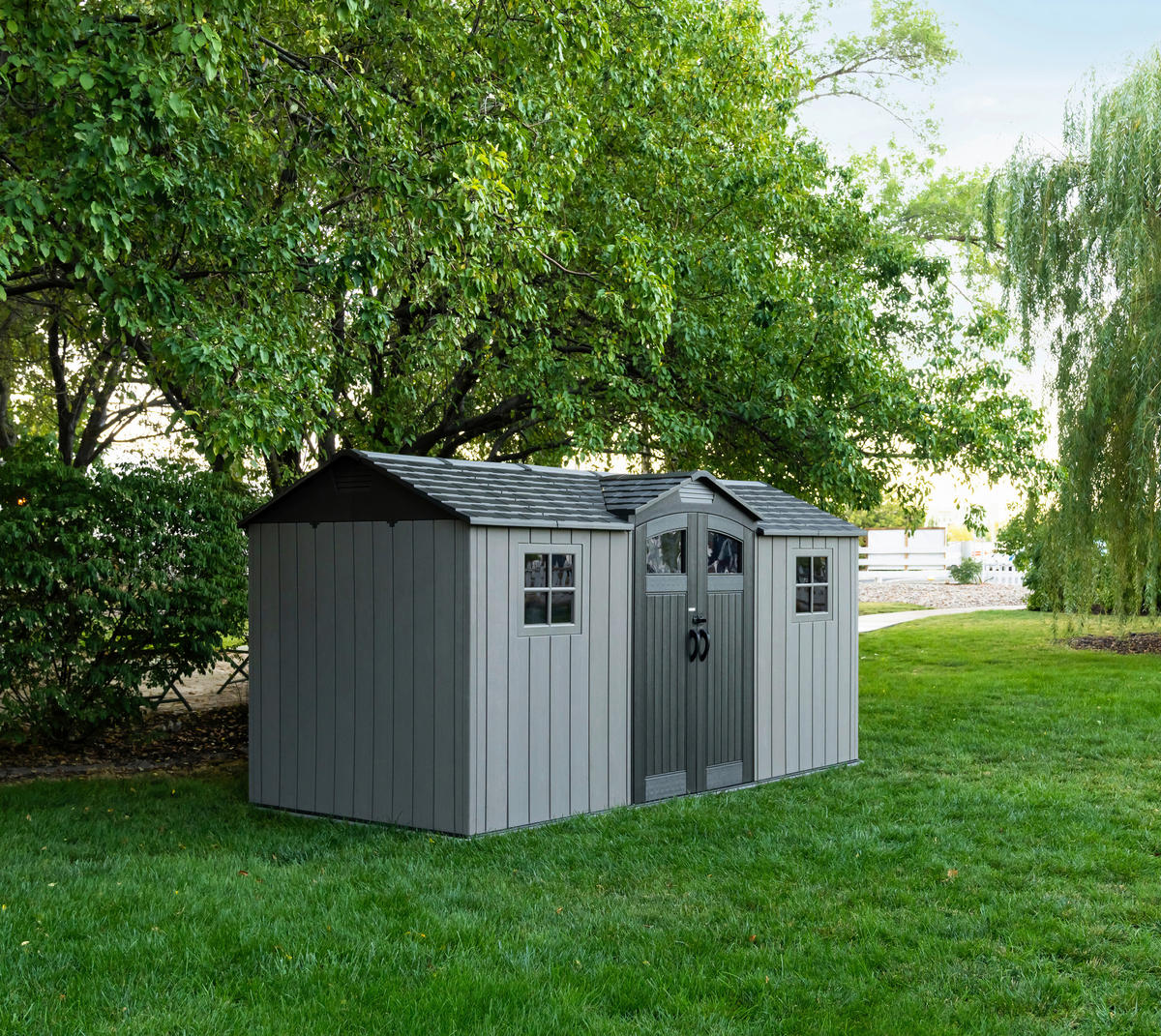 Lifetime Gerätehaus Kentucky grau B/H/L: ca. 427x265x206 cm Kentucky - grau (206,00/427,00/265,00cm) - Lifetime