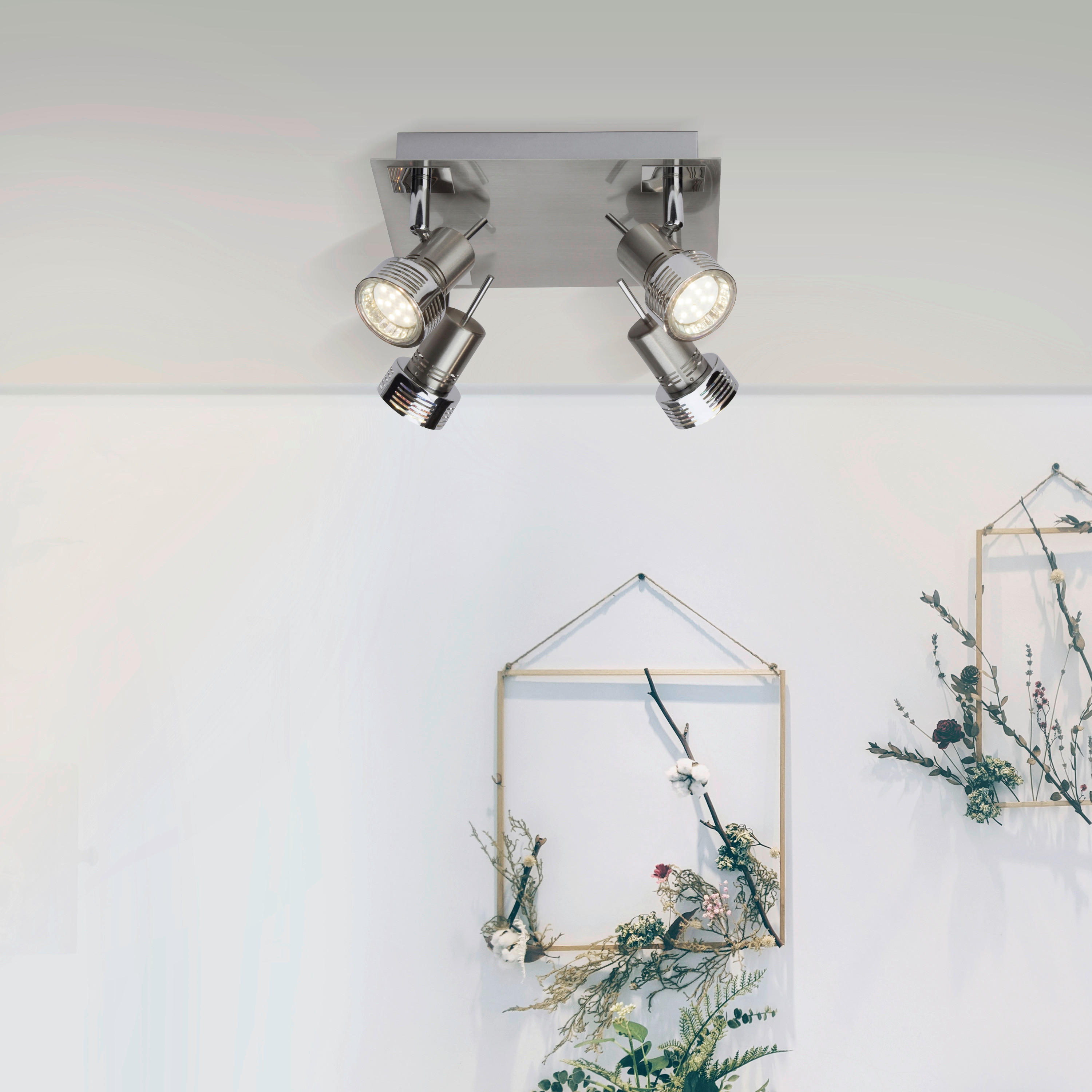 Thumbnail - Brilliant Deckenleuchte Kassandra G34735/77 nickel Chrom Metall B/H/L: ca. 22x10,5x22 cm 4 Brennstellen