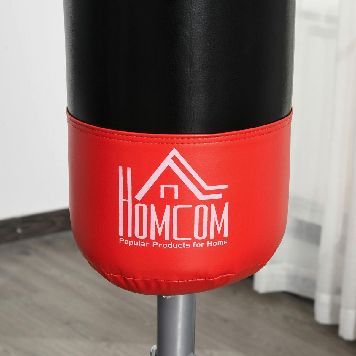 HOMCOM Standboxsack schwarz Kunstleder H/D: ca. 180x60 cm Standboxsack - rot/schwarz (60,00/180,00cm) - HOMCOM