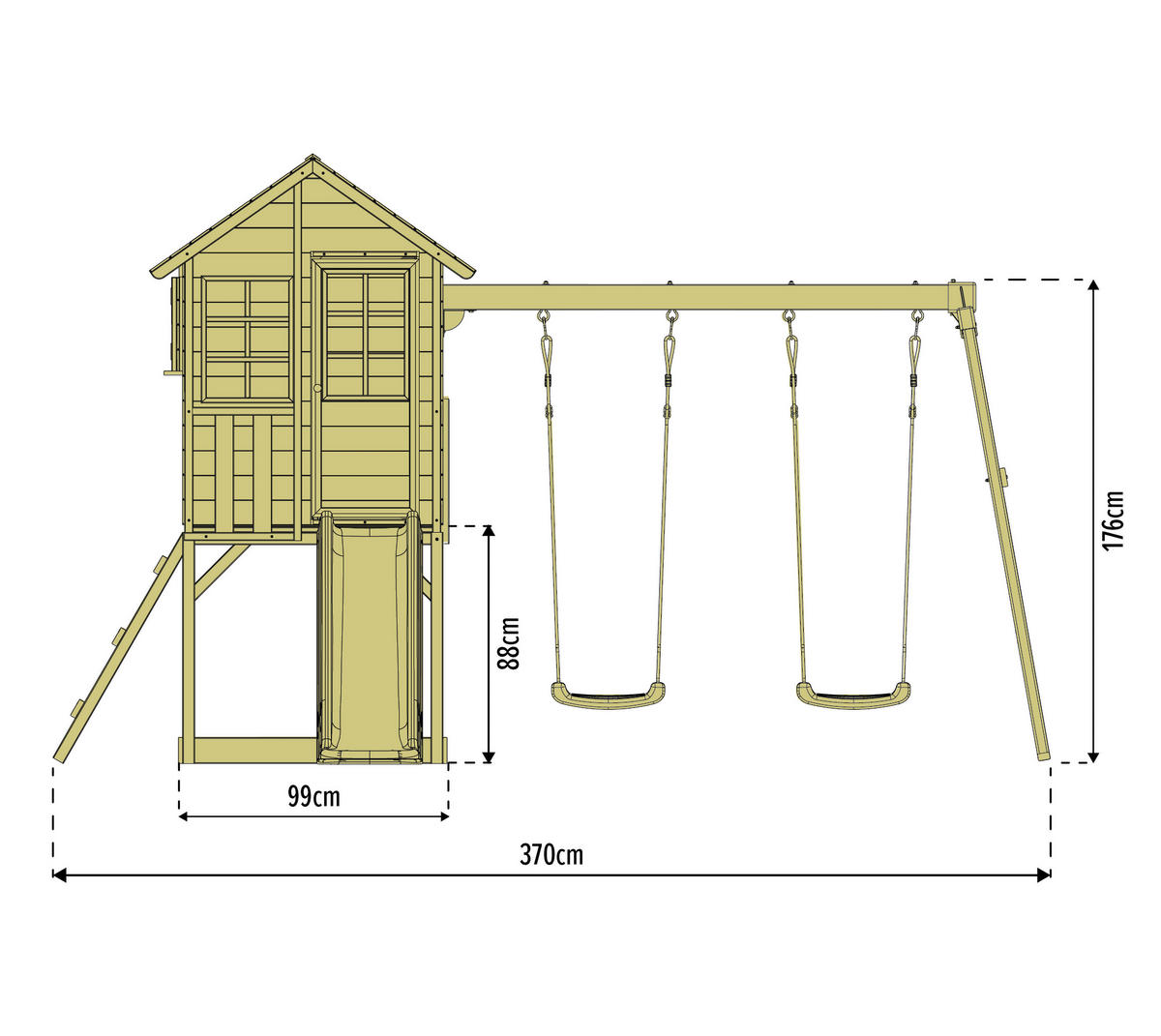 Zwerkules Spielhaus Holli natur B/H/L: ca. 370x224x352 cm Holli - weiß/natur (352,00/370,00/224,00cm) - Zwerkules