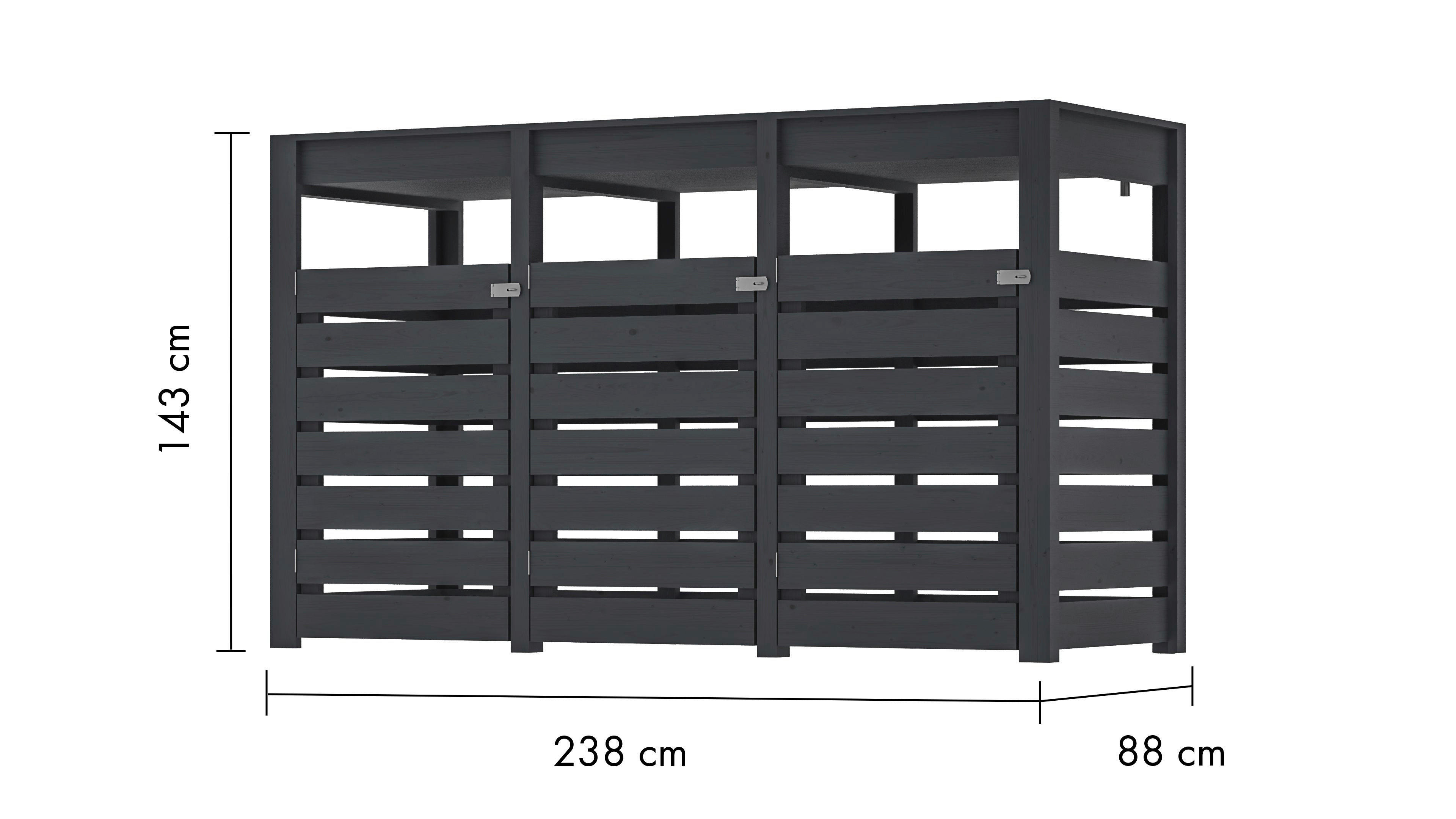 Karibu Mülltonnenbox Jerry 2 grau B/H/L: ca. 88x143x238 cm Jerry 2 - grau (238,00/88,00/143,00cm) - Karibu