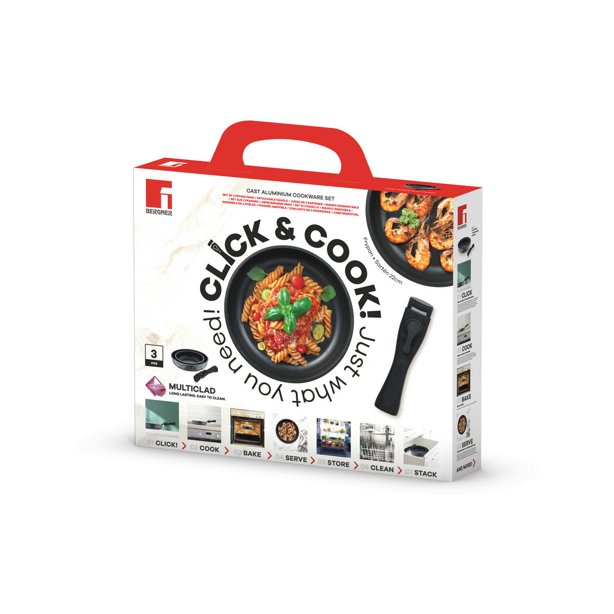 BERGNER Bratpfannenset CLICK & COOK CLICK & COOK - schwarz - BERGNER