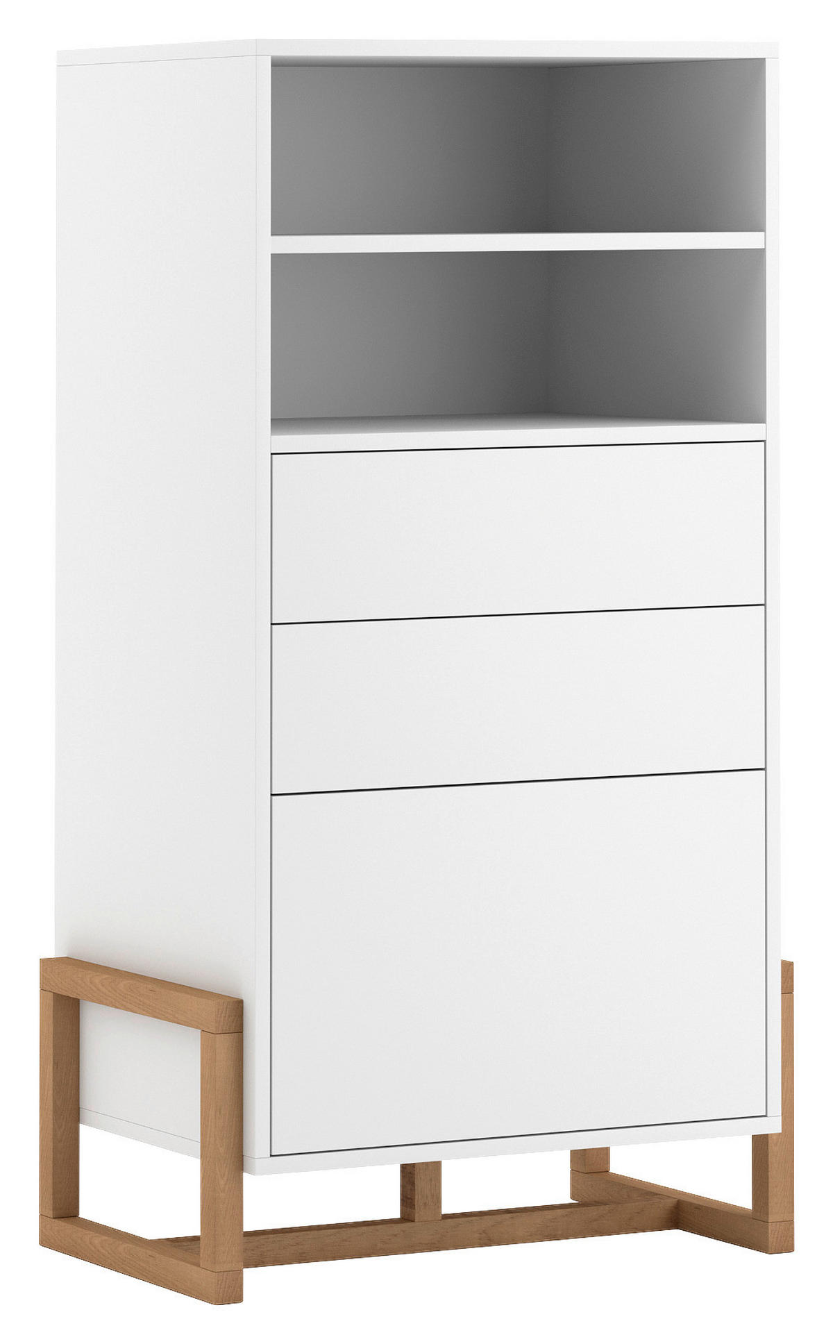 Highboard Oslo weiß matt Eiche Nachbildung B/H/T: ca. 63,4x115,7x42 cm Oslo - Eiche/weiß (63,40/115,70/42,00cm) - WIPMEB