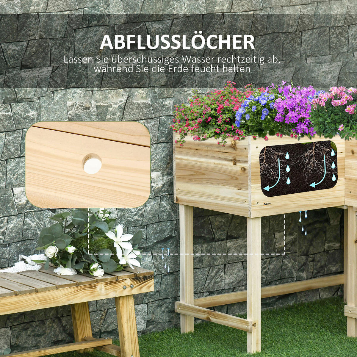 Outsunny Hochbeet B/H/L: ca. 91x81x121 cm Hochbeet 845-634 - (121,00/91,00/81,00cm) - Outsunny