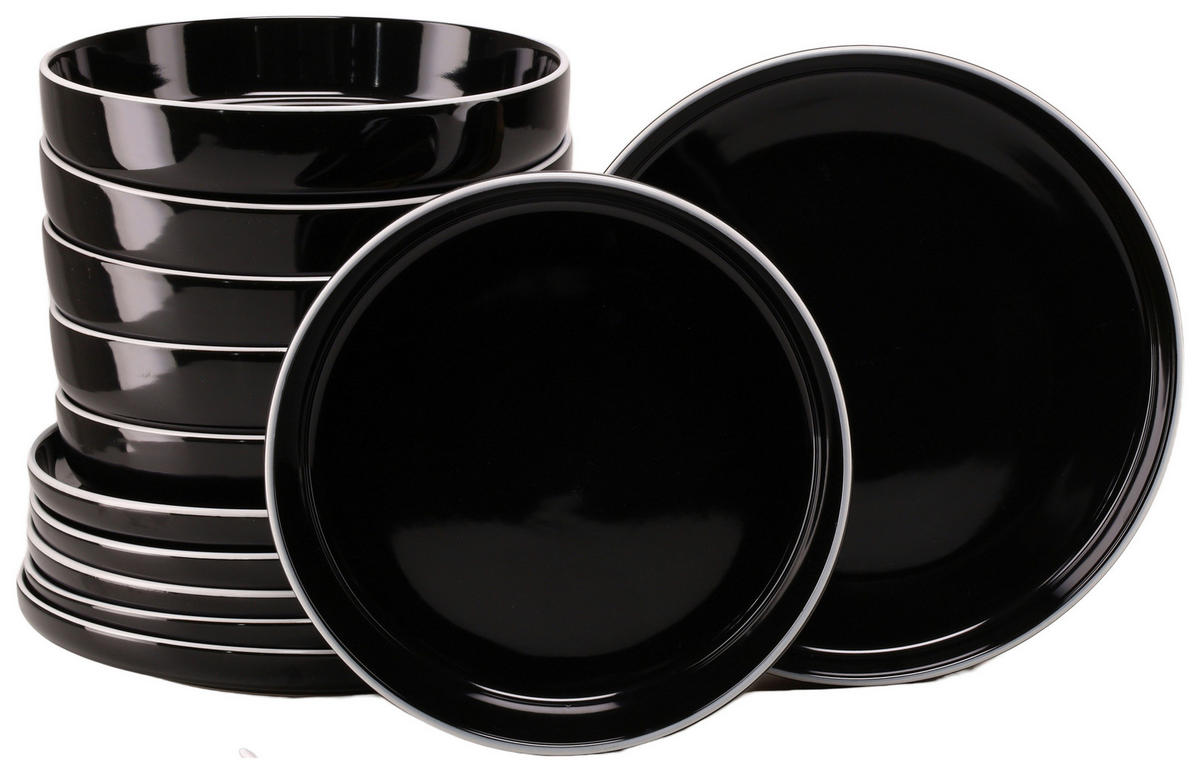 CreaTable Tafelservice Nordic Gourmet schwarz Steinzeug 12 tlg. Nordic Gourmet - schwarz - CreaTable