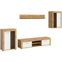 Wohnwand Jam Eiche Wotan Nachbildung weiß B/H/T: ca. 310x169x35 cm Jam - Eiche/weiß (310,00/169,00/35,00cm) - xonox.home