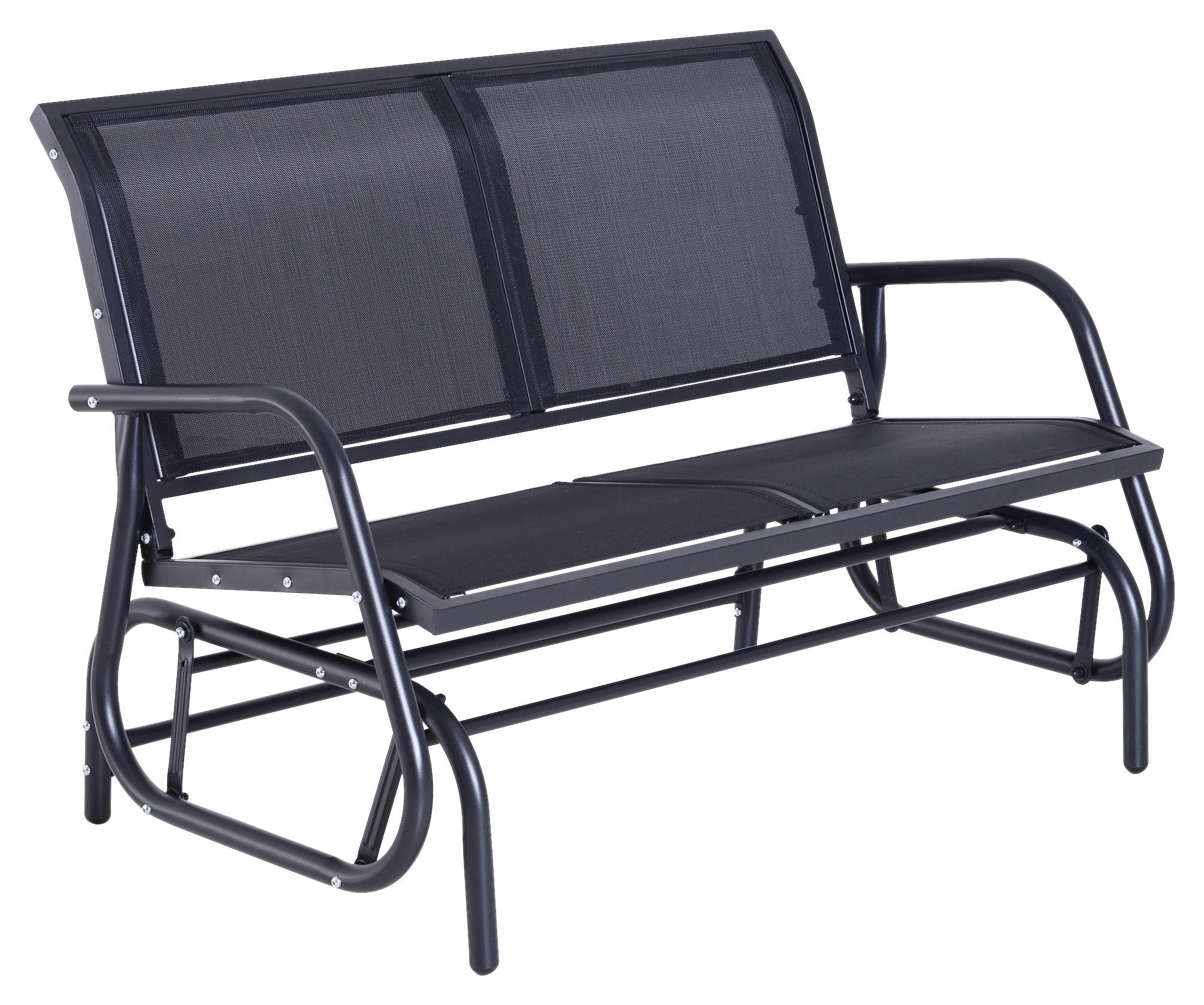 HOMCOM Schaukelbank schwarz Stahl B/H/L: ca. 123x88x80 cm Schaukelbank - schwarz (80,00/123,00/88,00cm) - HOMCOM