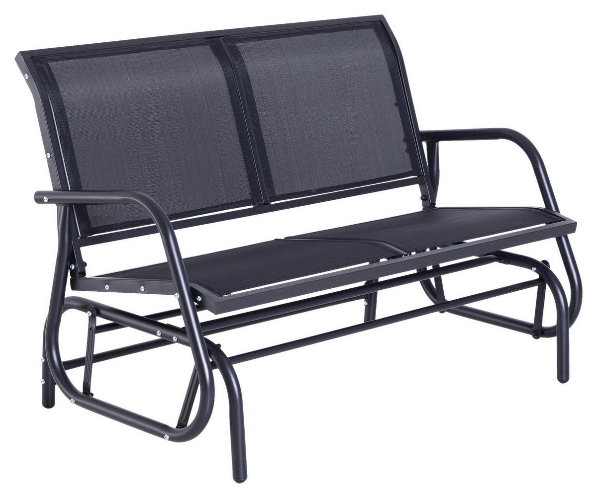 HOMCOM Schaukelbank schwarz Stahl B/H/L: ca. 123x88x80 cm Schaukelbank - schwarz (80,00/123,00/88,00cm) - HOMCOM