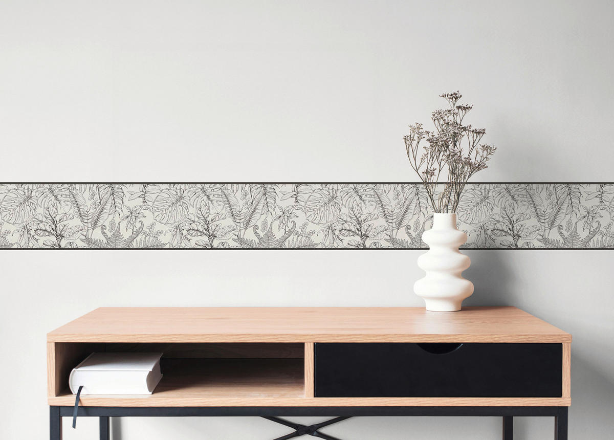 A.S.Création Bordüre weiß schwarz B/H/D: ca. 17x500x6,8 cm Bordüre_selbstklebend - weiß/schwarz (6,80/500,00cm) - A.S.Creation