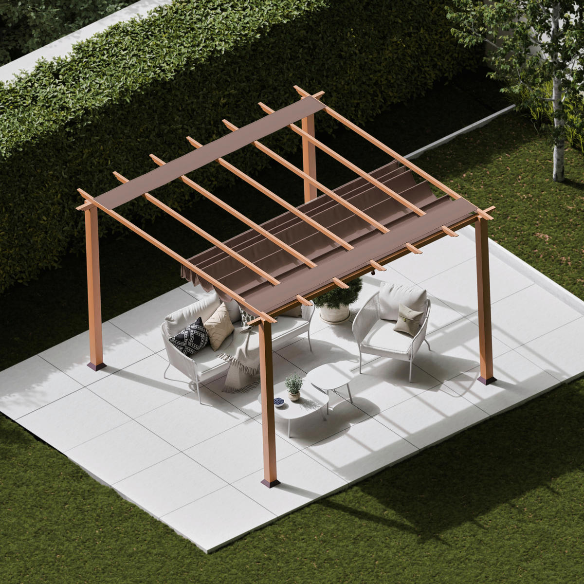 Paragon Outdoor Pavillon Florida hellbraun Metall B/H/L: ca. 350x235x350 cm Florida - hellbraun (350,00/350,00/235,00cm) - Paragon Outdoor