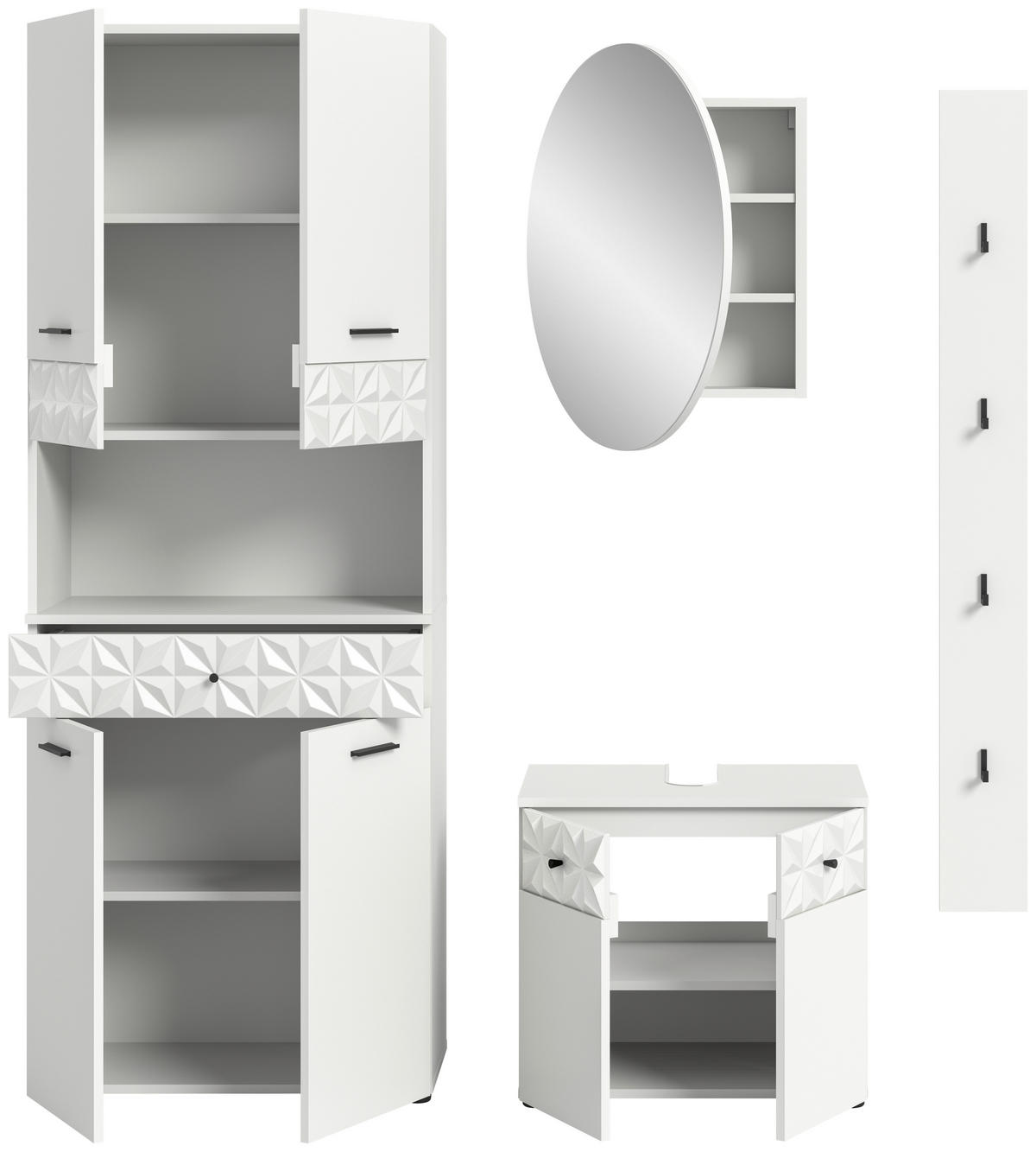 Badezimmer-Set Prisma weiß B/H/T: ca. 110x187x37 cm Prisma - weiß (110,00/187,00/37,00cm) - xonox.home