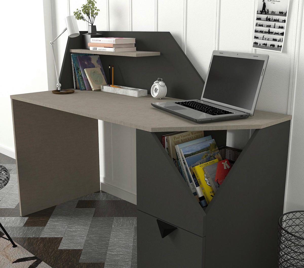 Schreibtisch Gusto grau anthrazit B/H/T: ca. 140x74x60 cm Gusto - anthrazit/grau (140,00/74,00/60,00cm) - moebel17