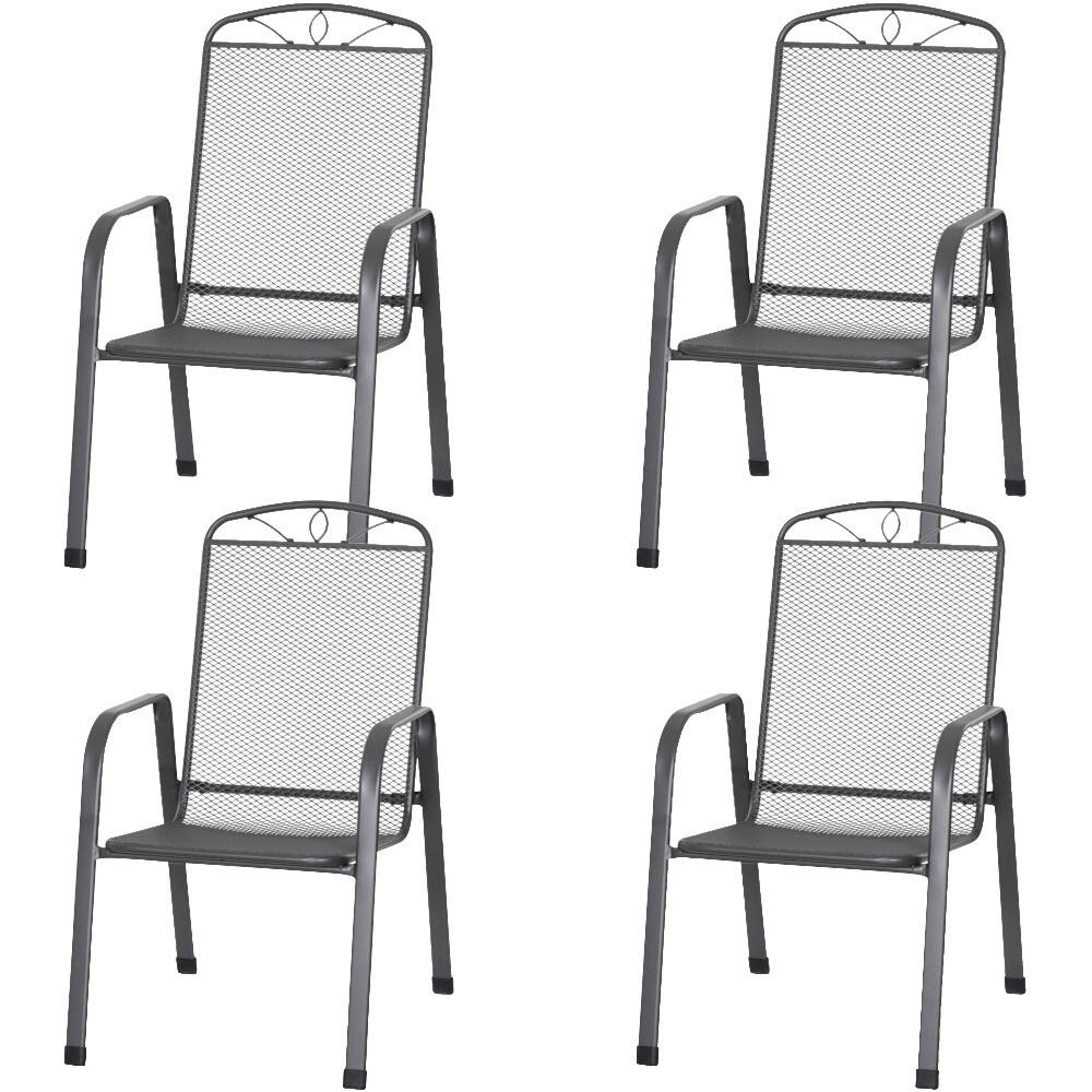 Gardamo Stapelsessel 4er Set ELDA anthrazit Stahl B/H/L: ca. 57x94x75 cm ELDA - anthrazit (75,00/57,00/94,00cm) - Gardamo